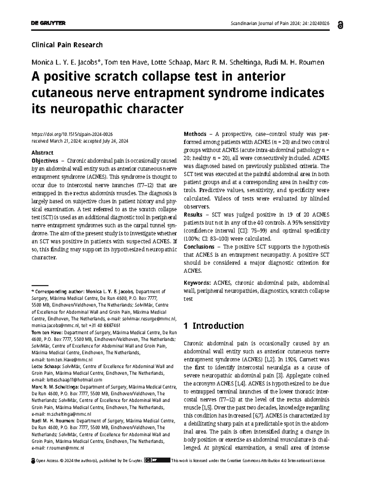 ACNES and the Scratch Collapse Test: Insights from Clinical Pain ...