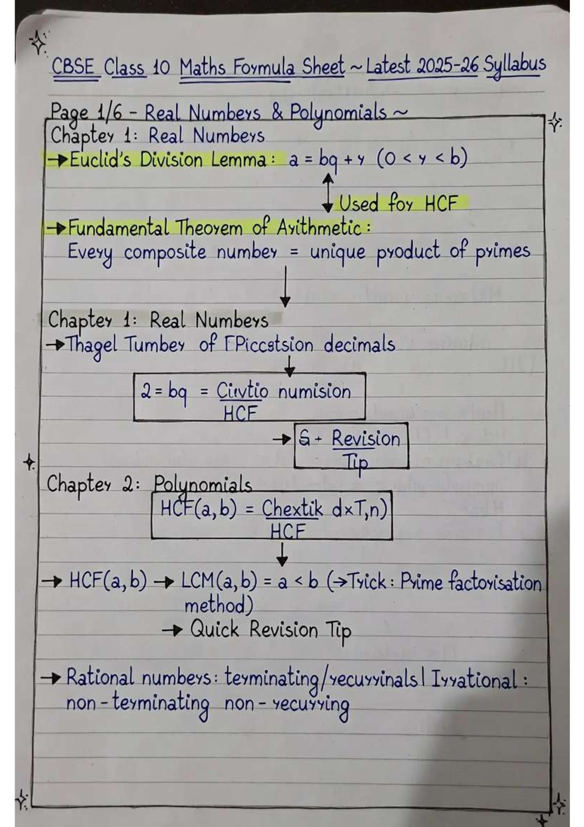 CBSE Class 10 Maths: Comprehensive Formula Sheet & Revision Notes - Studocu