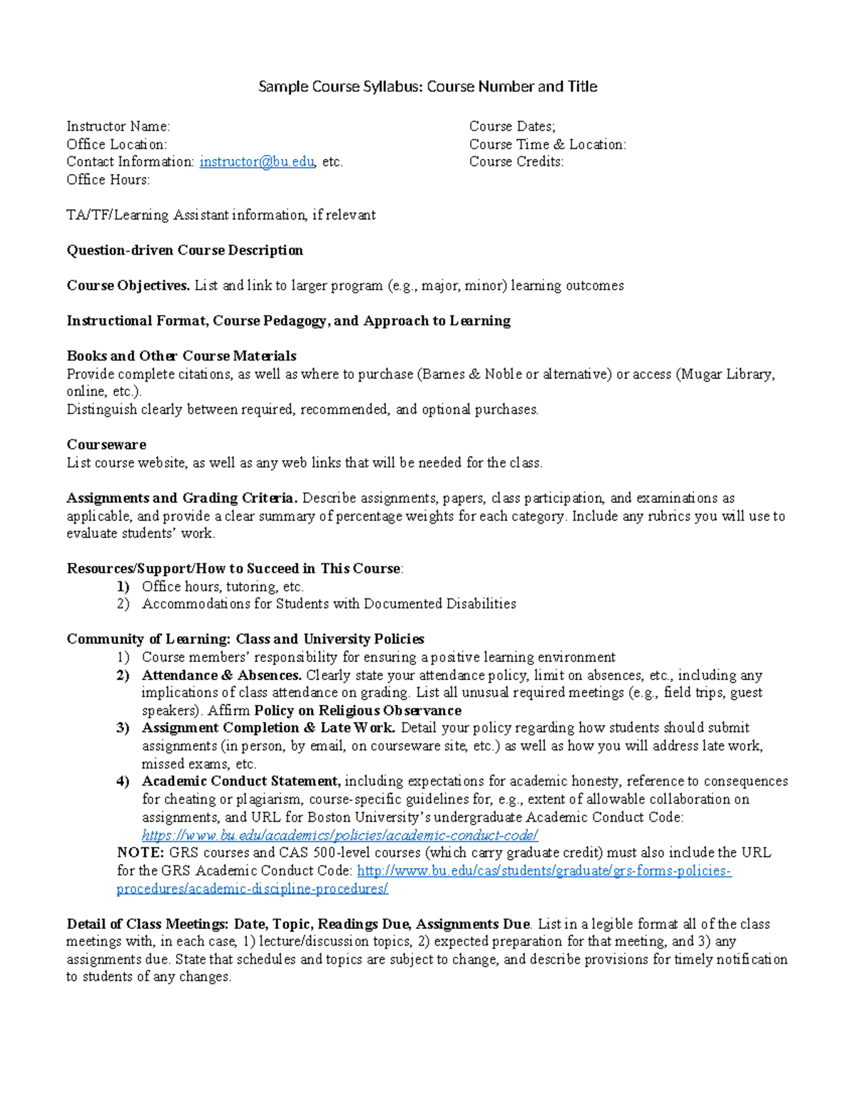 CAS-GRS-Syllabus-Template: Essential Course Structure & Policies - Studocu