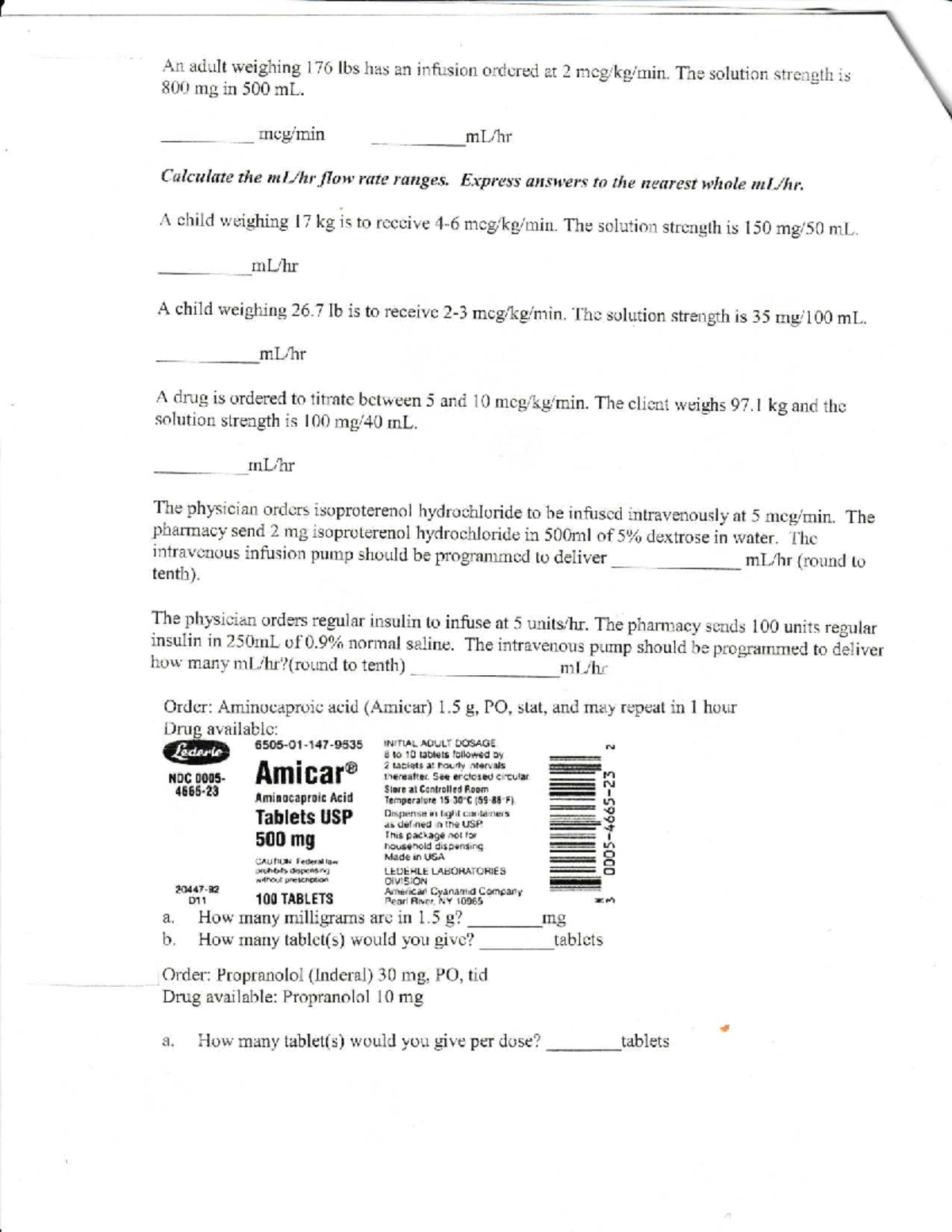 Final Exam Study Guide for ABC101: Dosage Calculations and Infusions ...