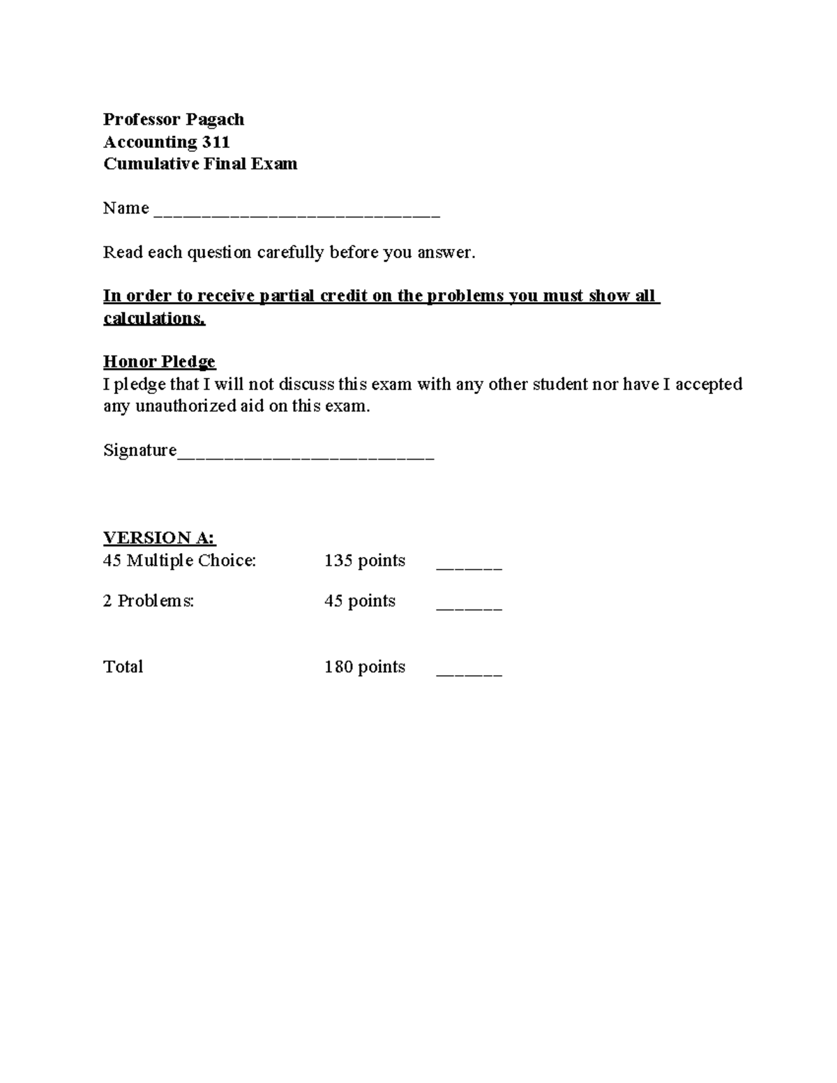 Practice ACC311 Cumulative Final Exam Review and Study Guide - Studocu