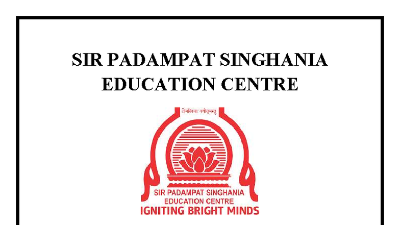SIR PADAMPAT SINGHANIA EDUCATION CENTRE CHEMISTRY PROJECT: Rate of ...