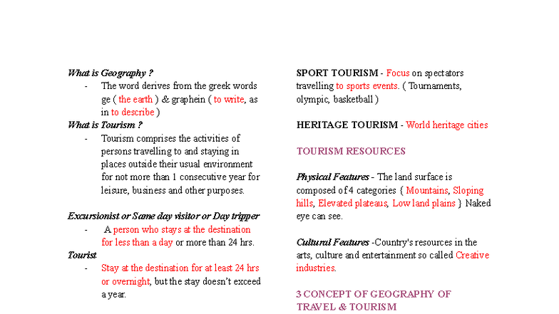 Global Geography and Tourism Notes (GEO 101) - Studocu