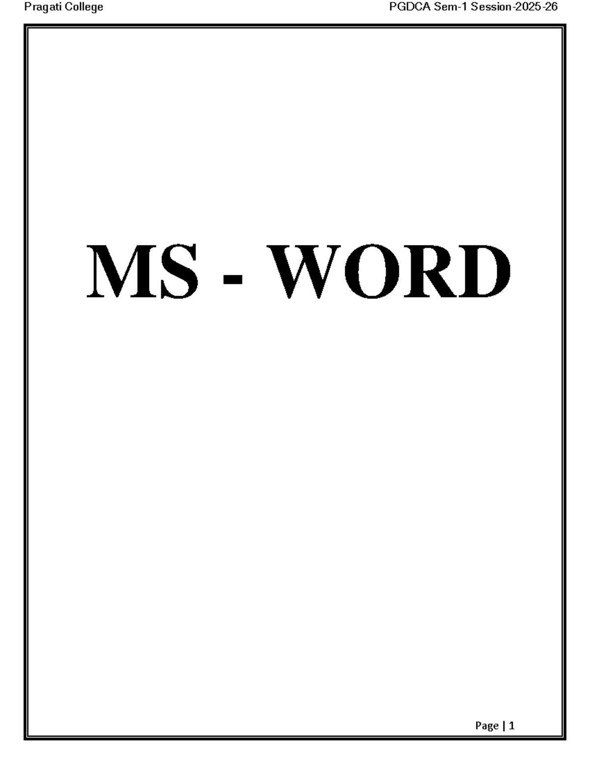 PGDCA MS WORD Practical Assignment 2025-26: Document Formatting Tasks ...