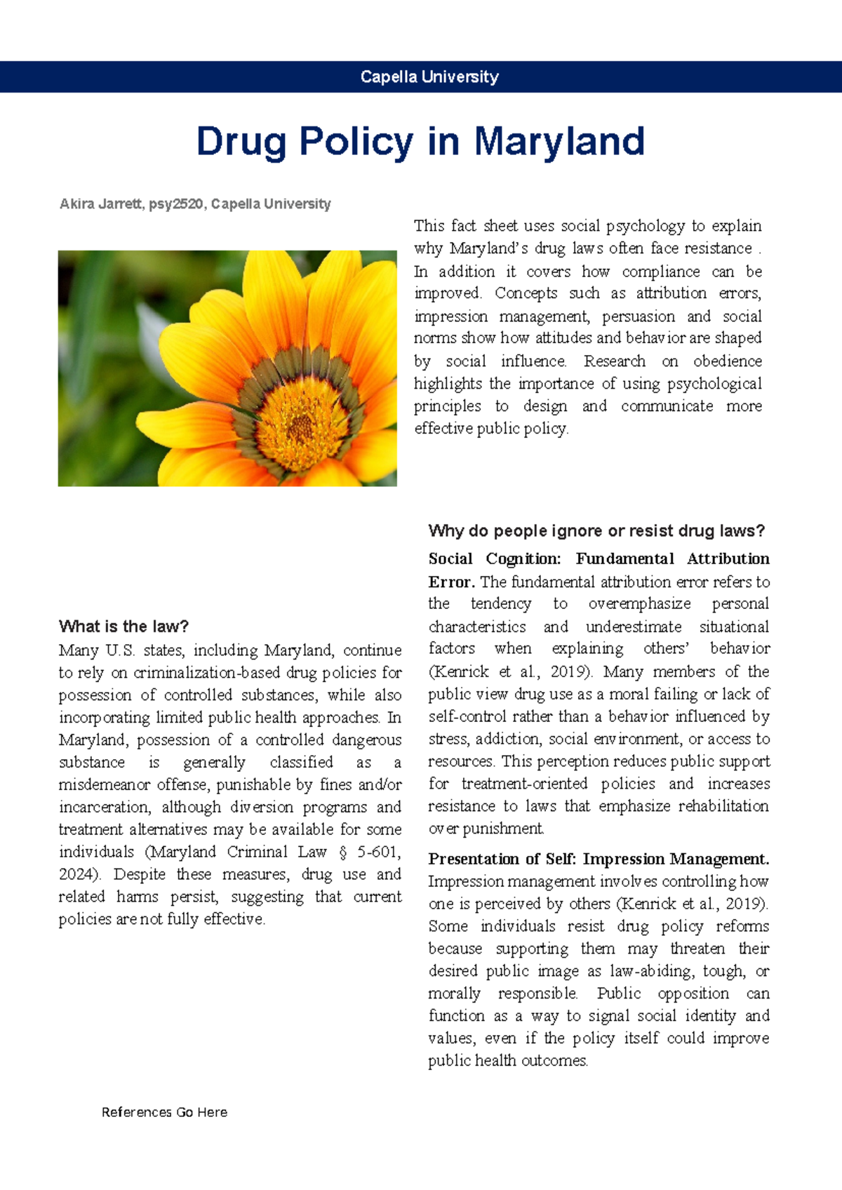 Psy2520 Final Exam Fact Sheet: Drug Policy Resistance in MD - Studocu