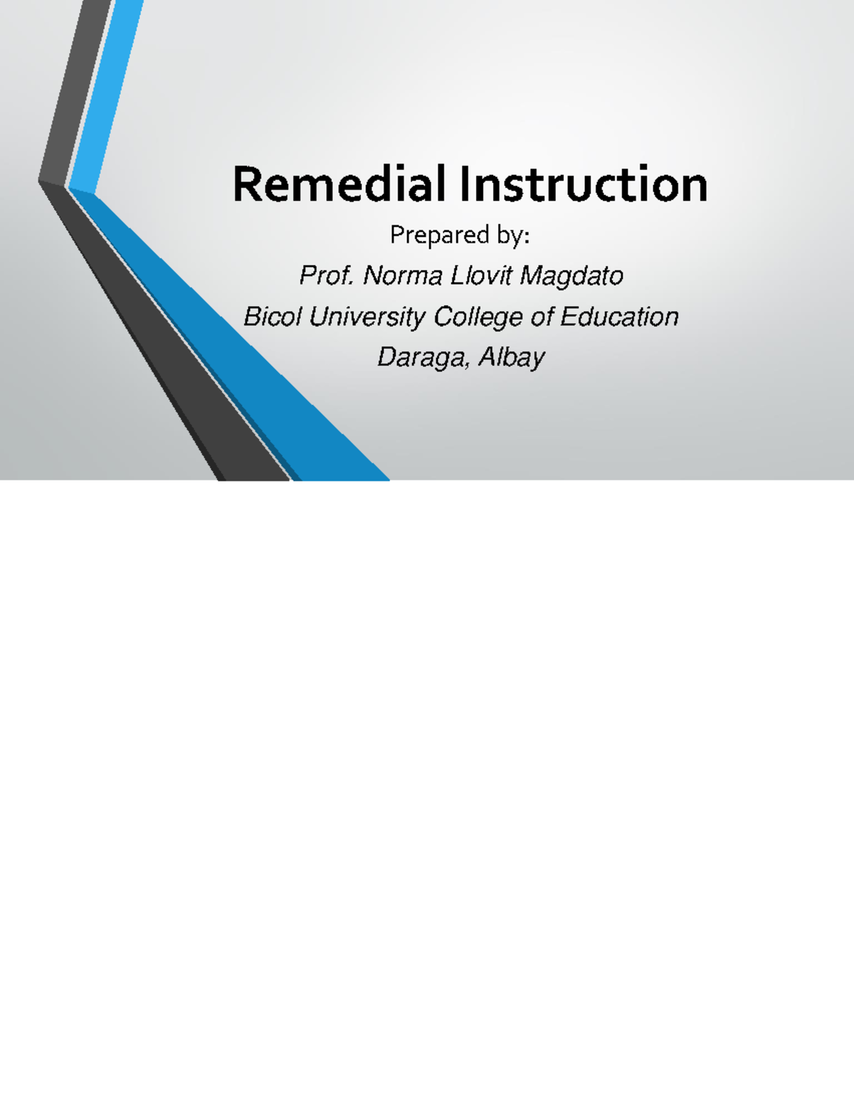 Remedial Instruction Lesson Plan Guidelines - Prof. Magdato - Studocu