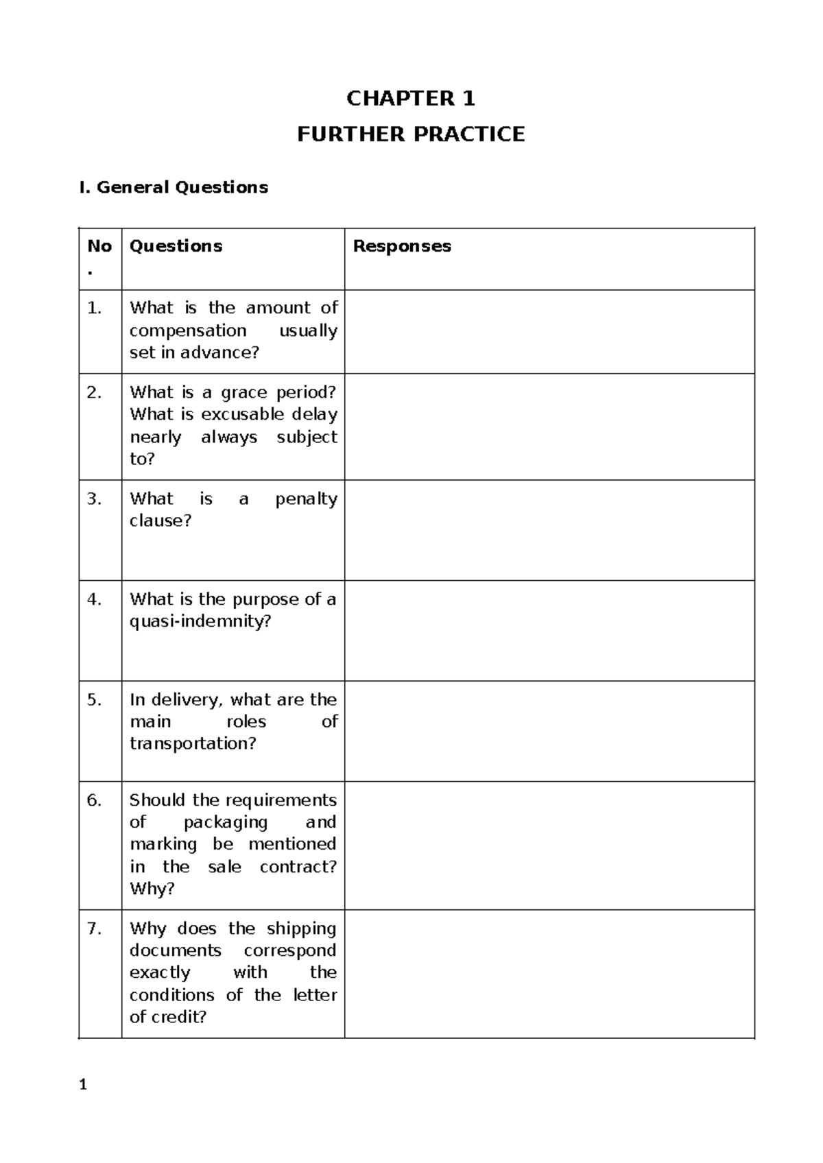 C1 - Chapter 1 Further Practice: General Questions and Answers - Studocu