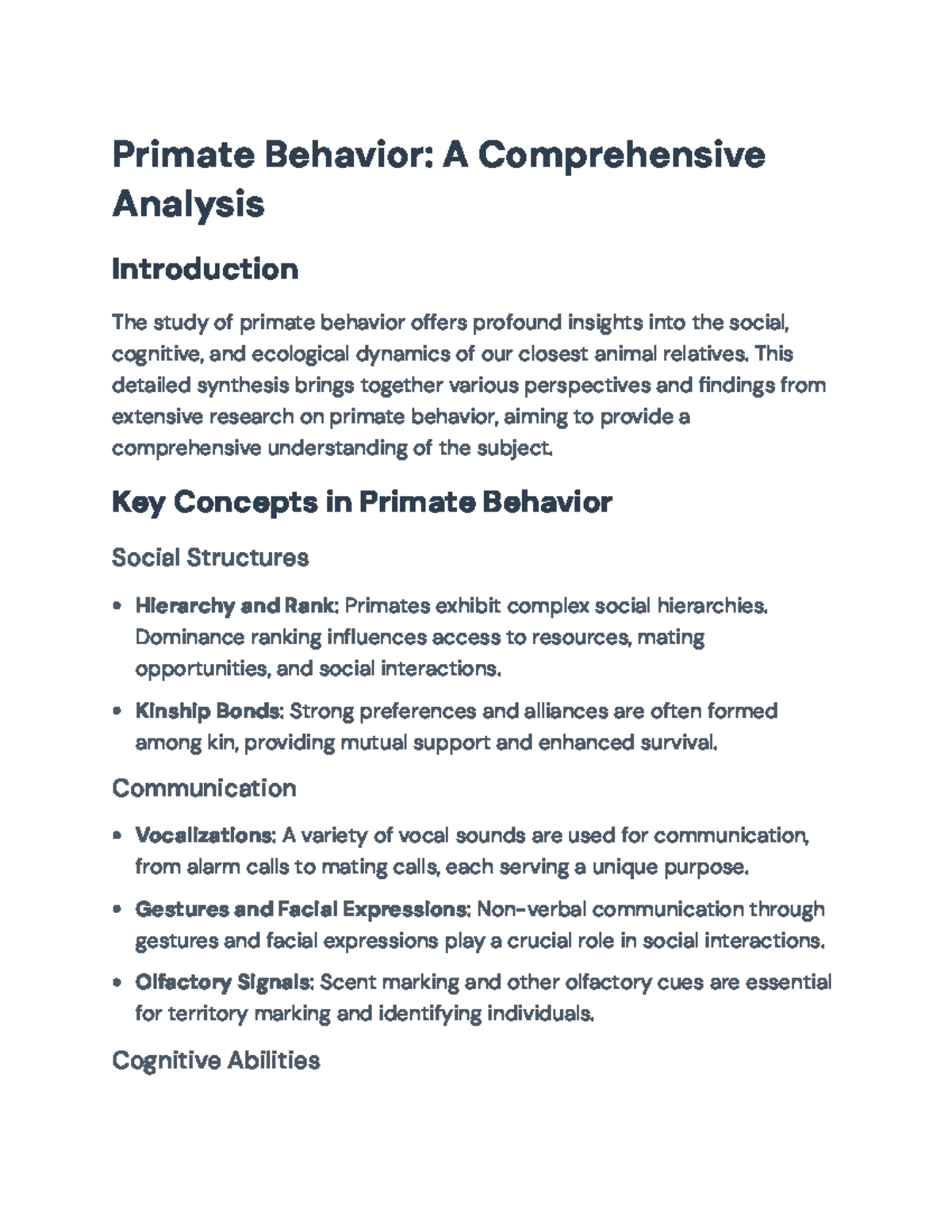 Primate Behavior Analysis: Social & Cognitive Insights - Course Code ...