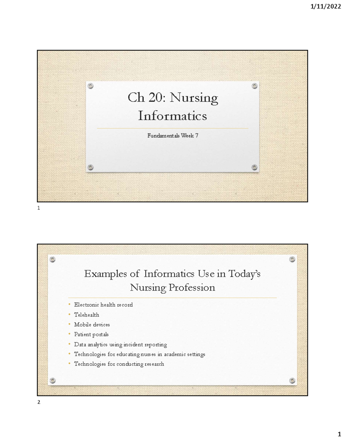 Ch 20 Nursing Informatics Notes: Understanding EHR & Analytics - Studocu