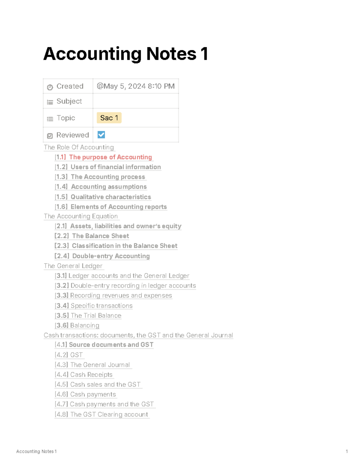 Accounting Notes 1: Understanding Key Concepts and Processes - Studocu