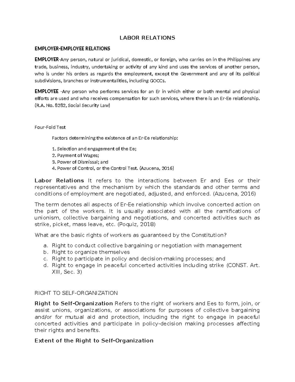 Labor Relations Overview: Rights and Responsibilities (Course Code ...