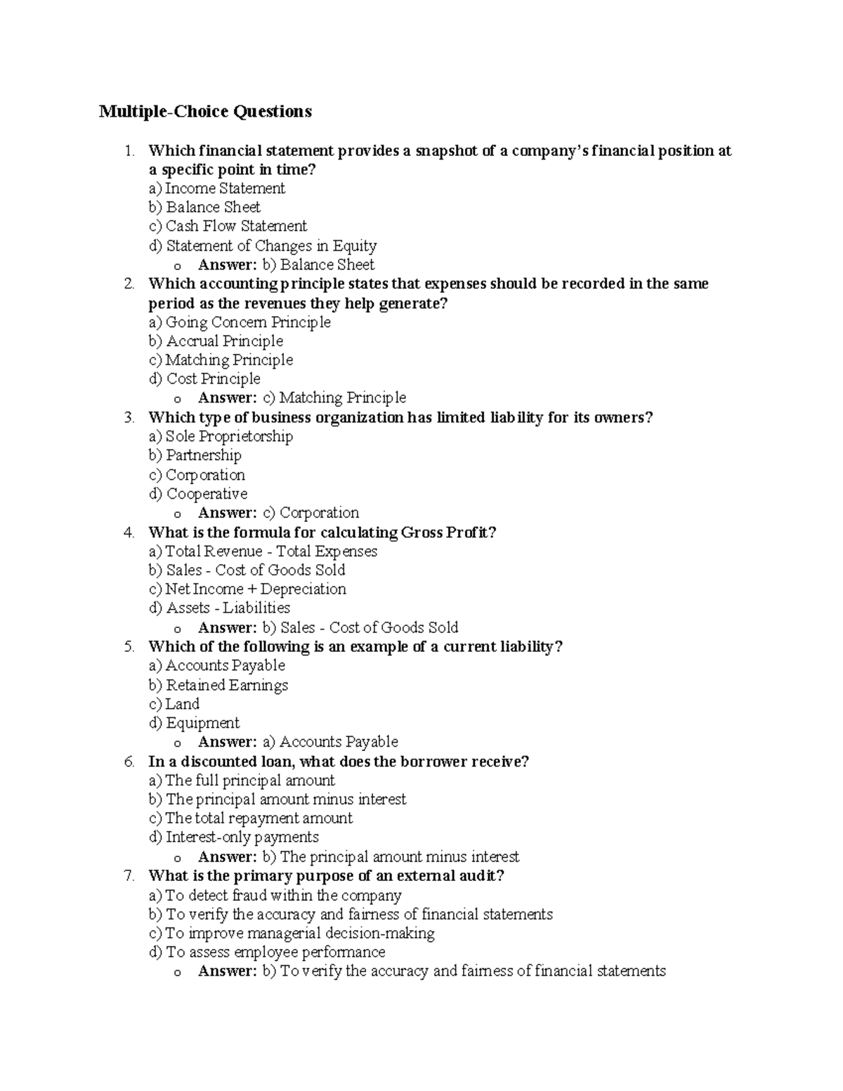 Multiple choice examination - Multiple-Choice Questions 1. Which ...