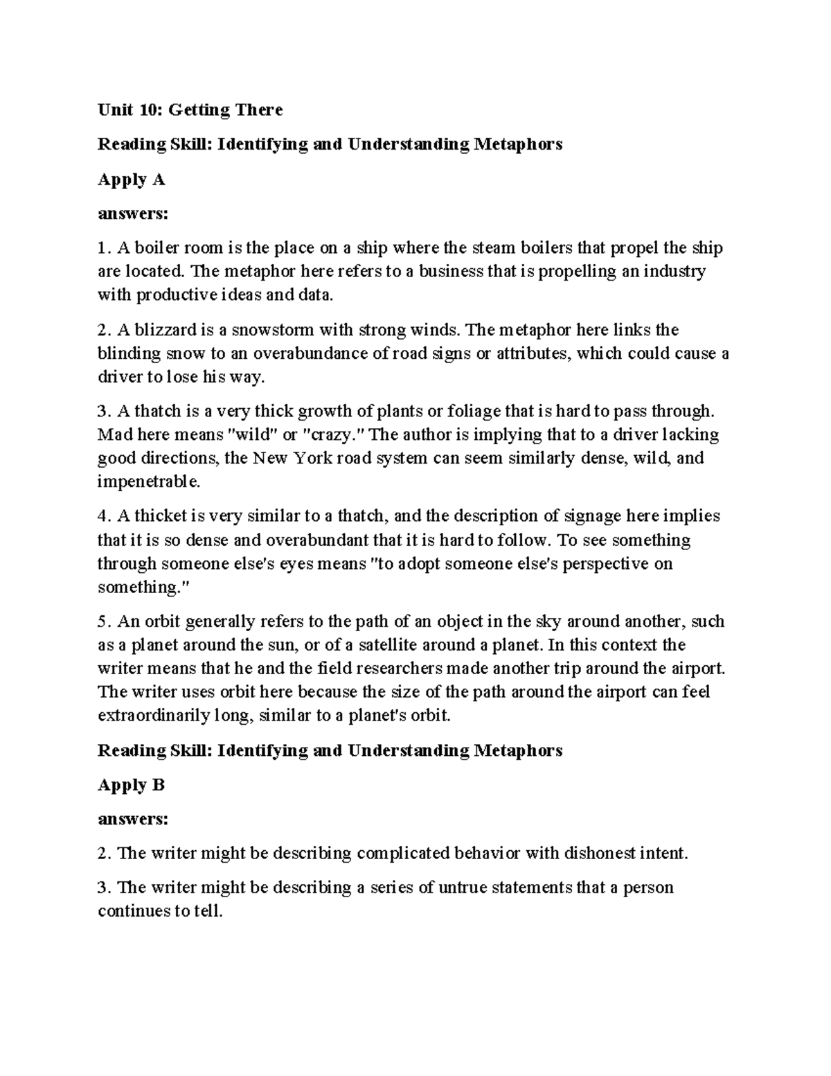 Unit 10 - Unit 10: Getting There Reading Skill: Identifying and ...