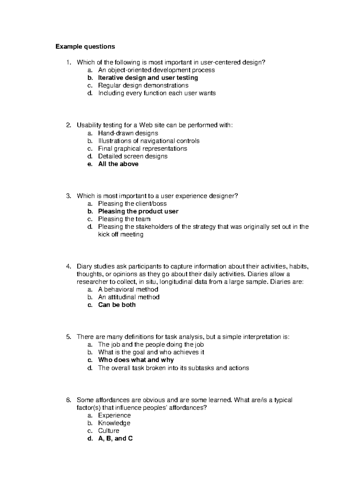 UX Design Quiz Questions and Answers - Studocu
