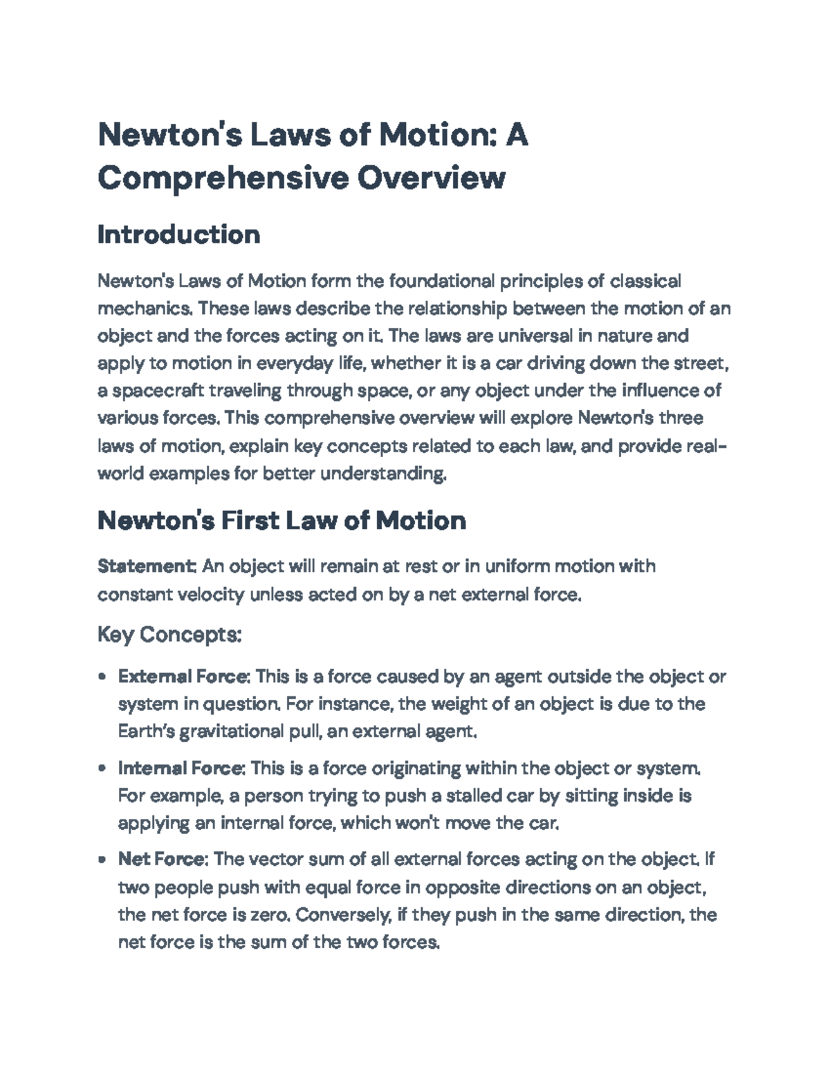 Newton's Laws of Motion: Comprehensive Overview and Real-World Examples ...