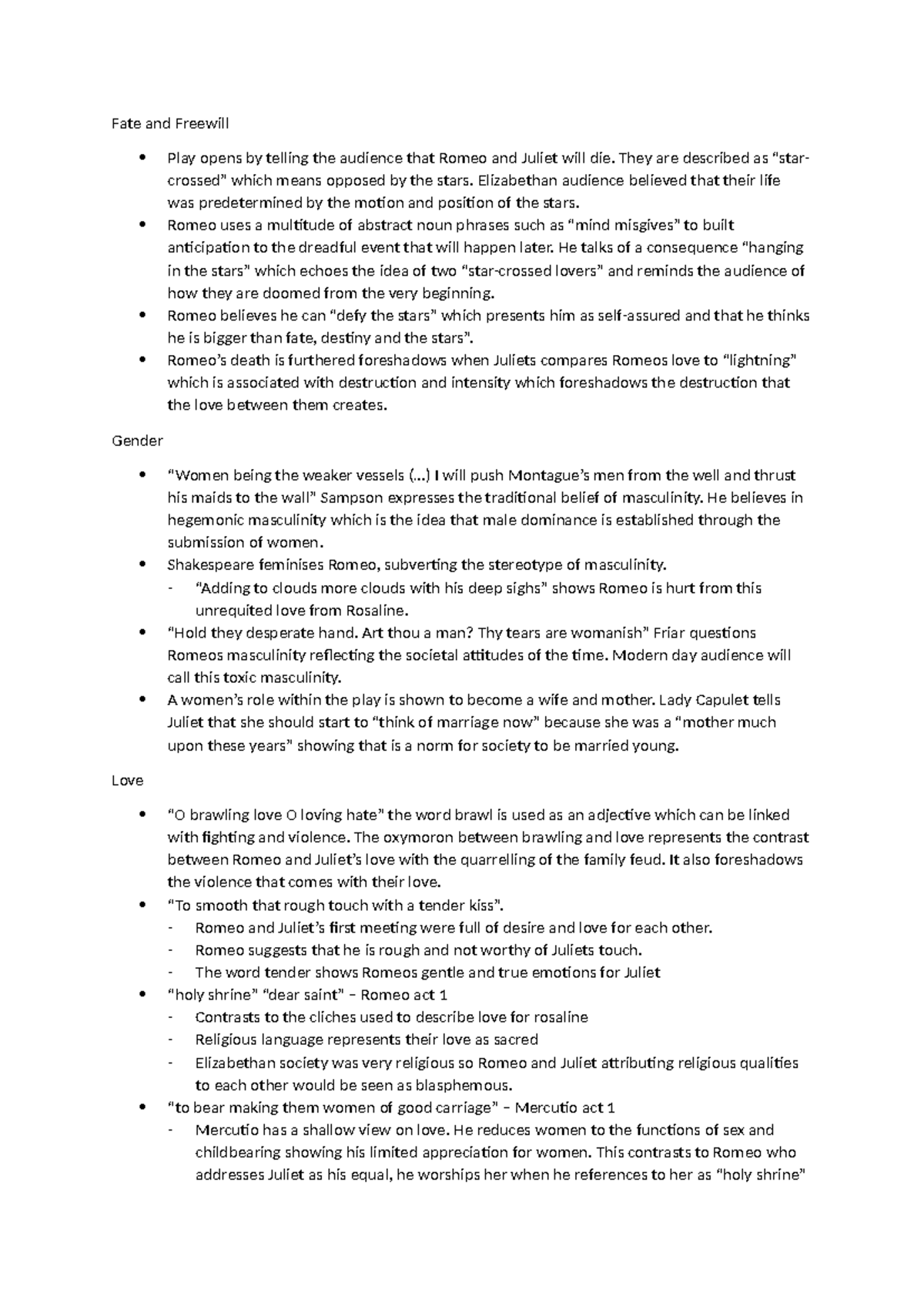 Themes of Fate, Gender, and Love in Romeo and Juliet (ENG101) - Studocu