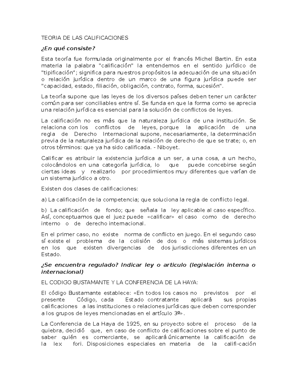 Teoría de las Calificaciones y Reenvío en Derecho Internacional - Document Preview