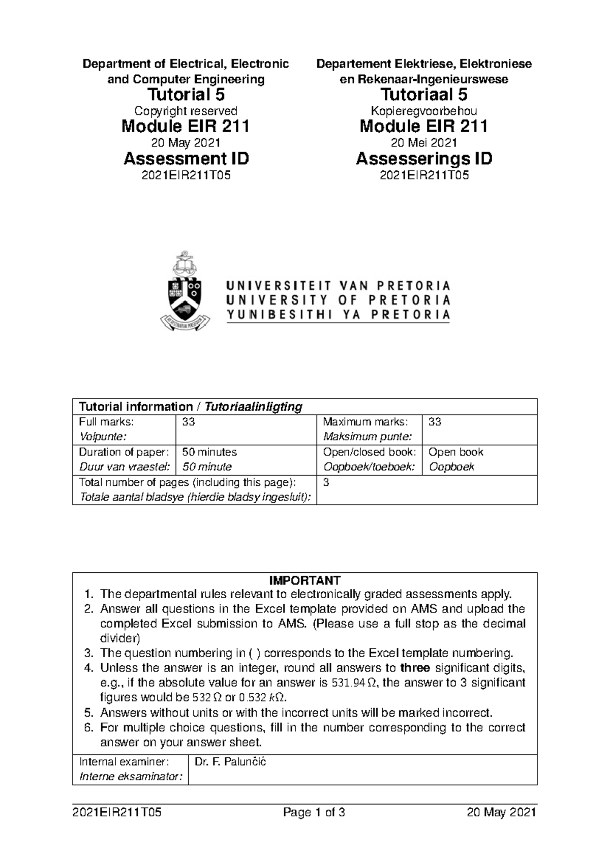 EIR211 Tutorial5 2021 - Department of Electrical, Electronic and ...