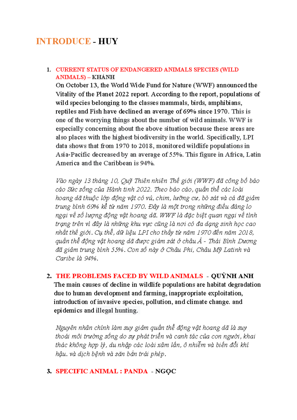 Endangered Wildlife: Current Status and Panda Conservation Efforts ...