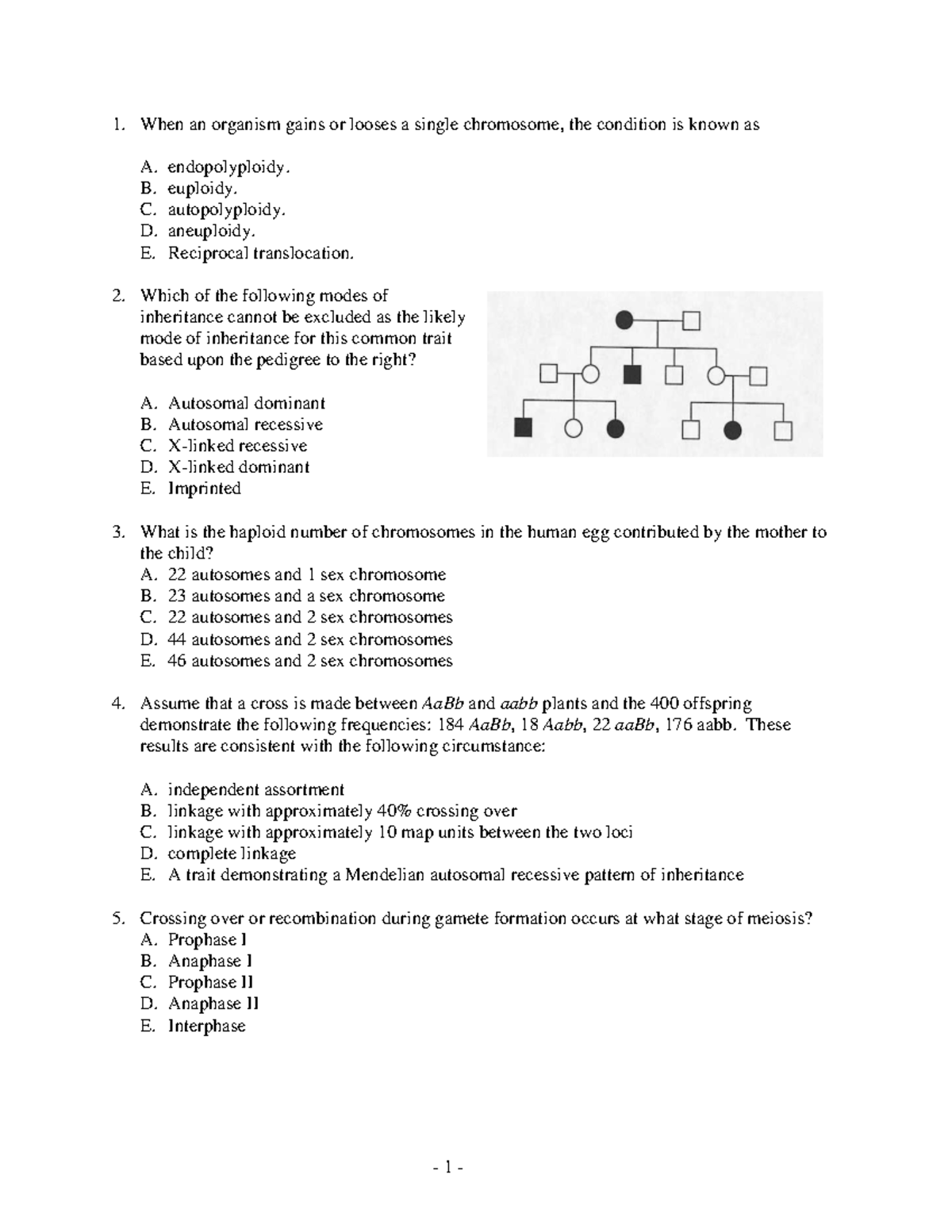 Biology 101: Genetics Quiz Questions - Studocu