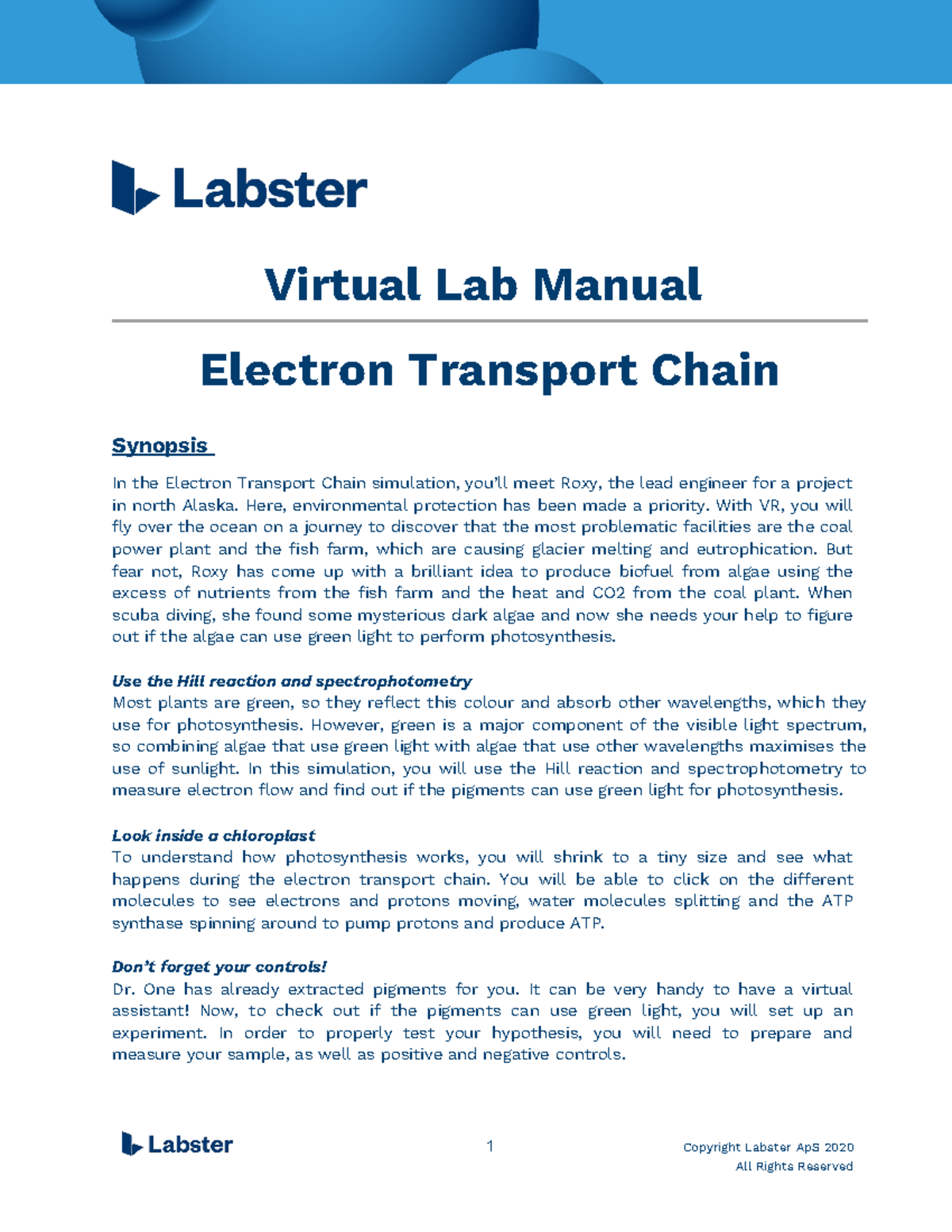 ETC 101: Electron Transport Chain Virtual Lab Manual Guide - Studocu