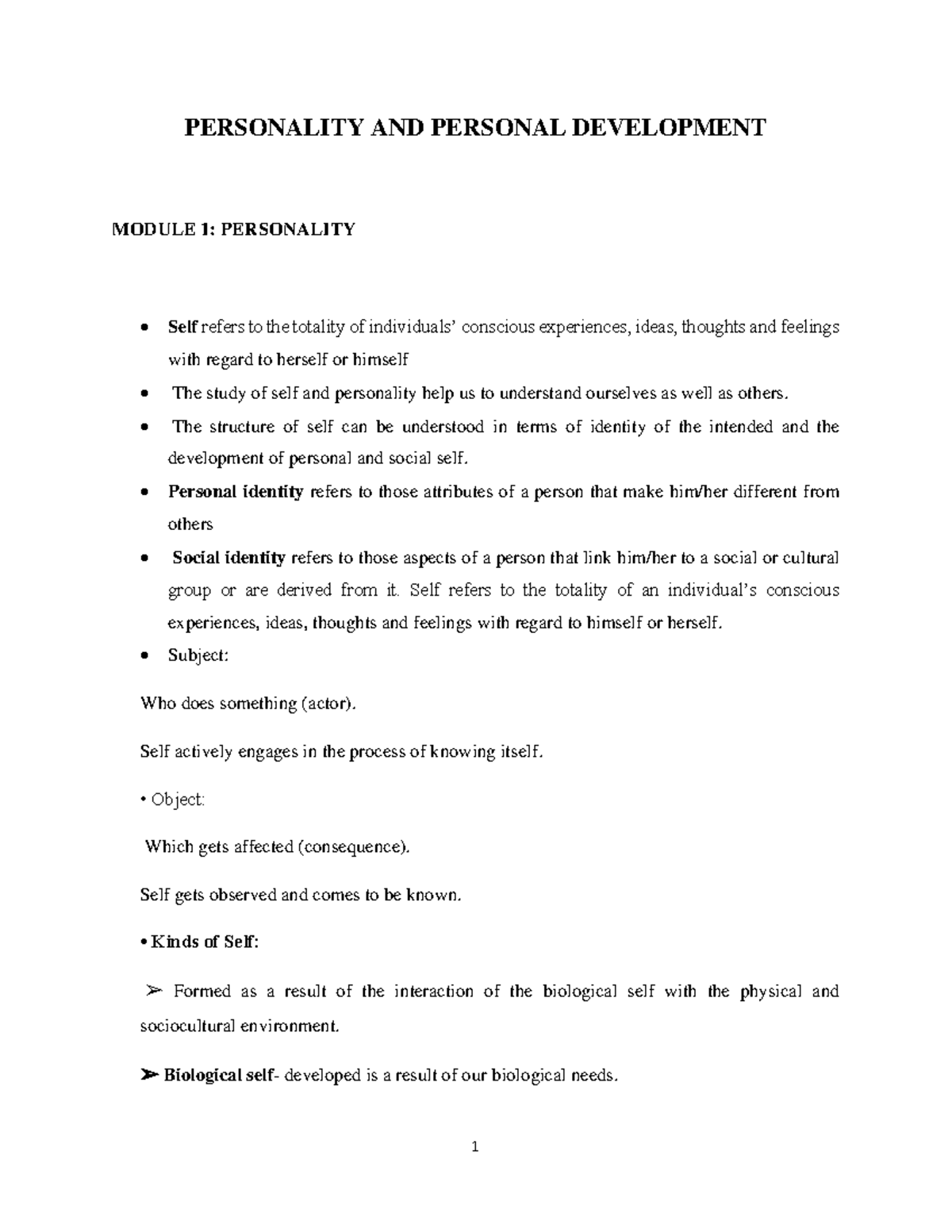 Personality and Personal Development Introduction - PSY 101 Module 1 ...