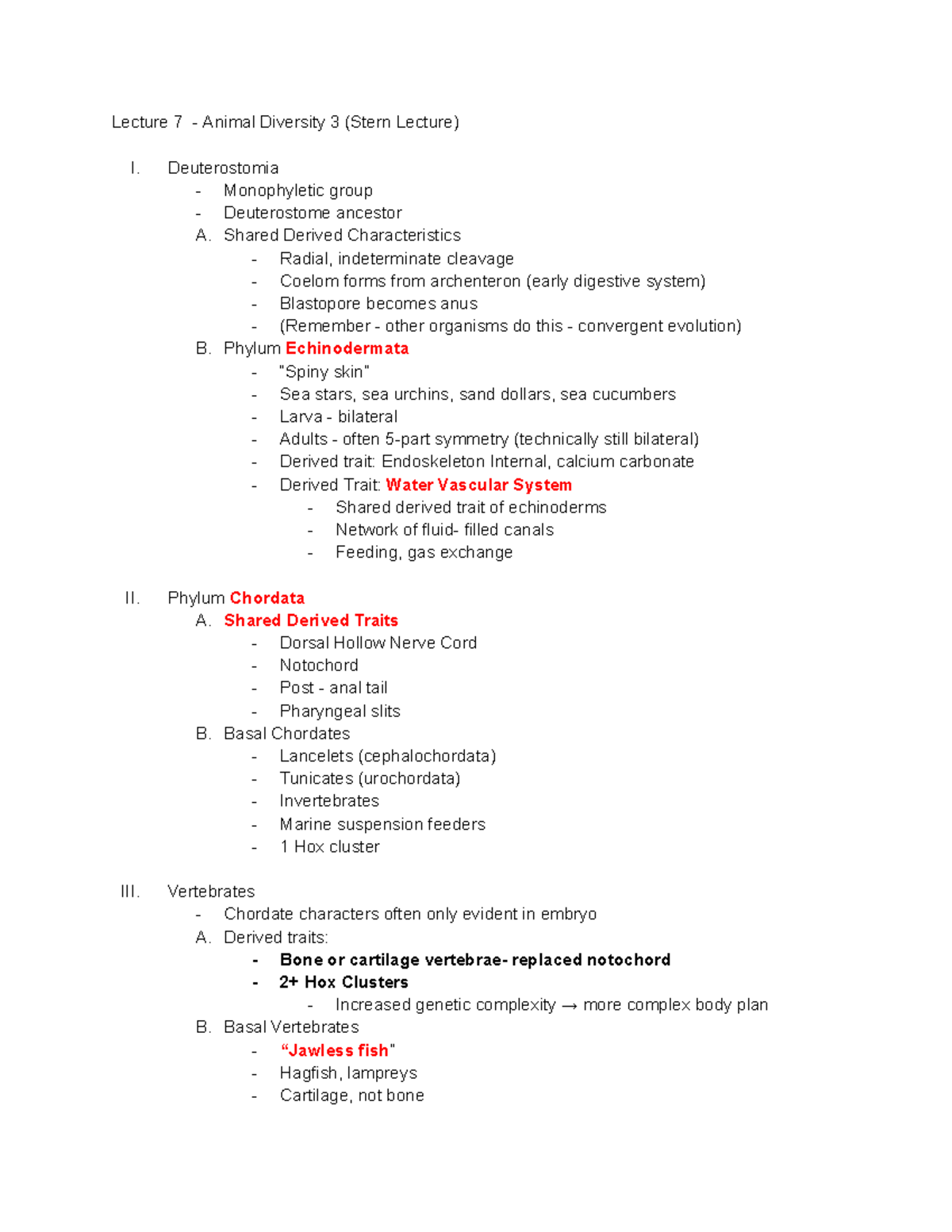 Spring 2025 Gen Bio 2 Lecture 7 - Lecture 7 - Animal Diversity 3 (Stern ...