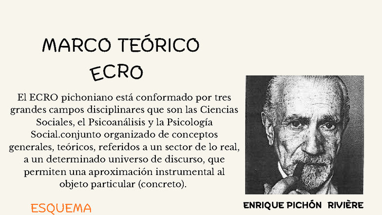 Teoría del ECRO de Enrique Pichón Rivière: Conceptos Clave - Studocu