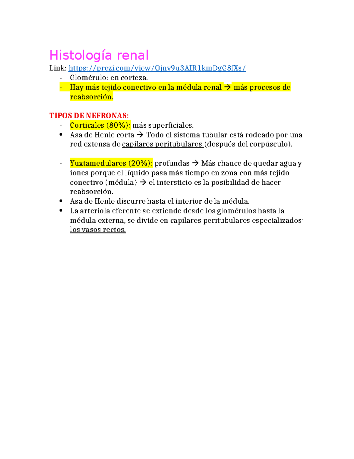 Histología Renal: Estructura y Función del Glomérulo y Nefronas - Studocu