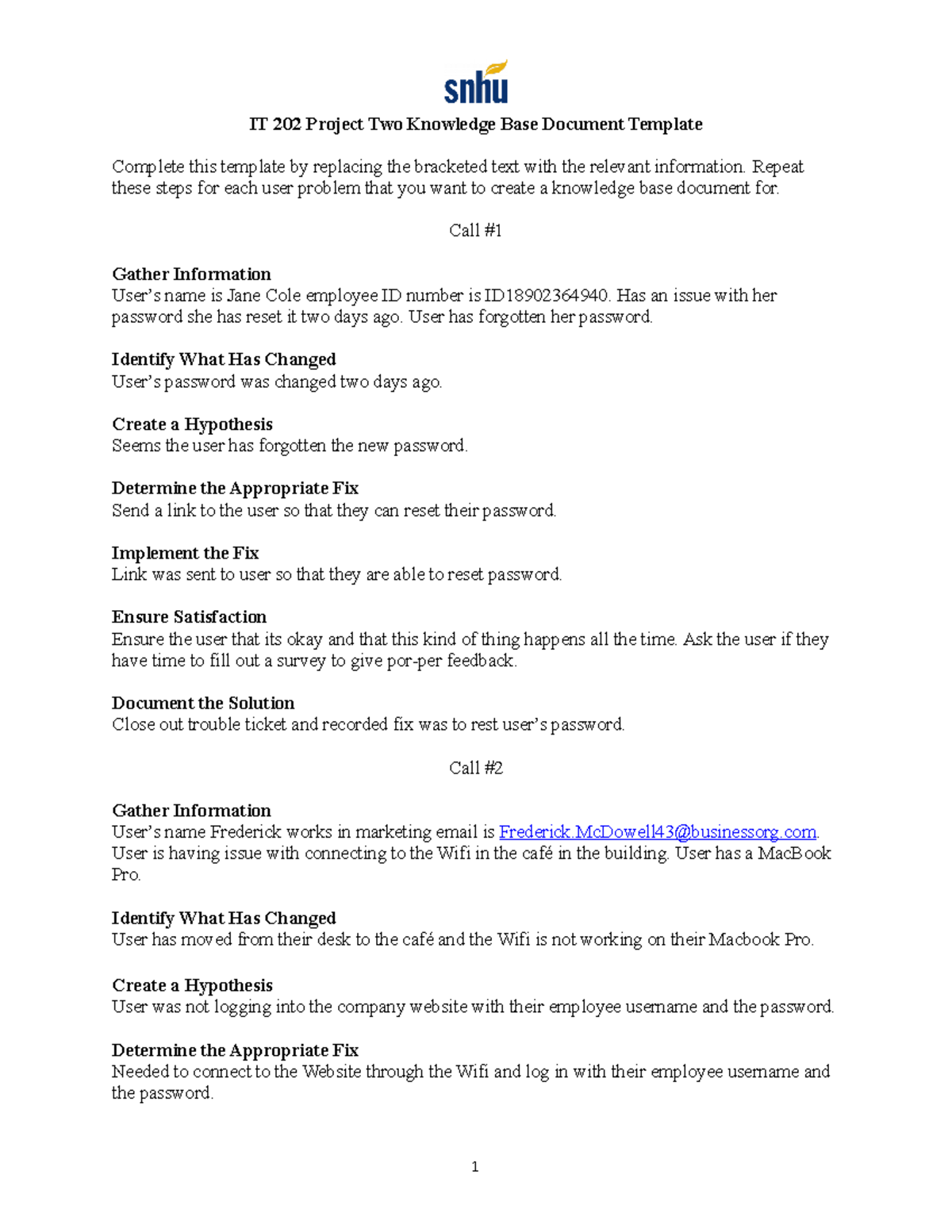 Final IT 202 Project Two - IT 202 Project Two Knowledge Base Document ...