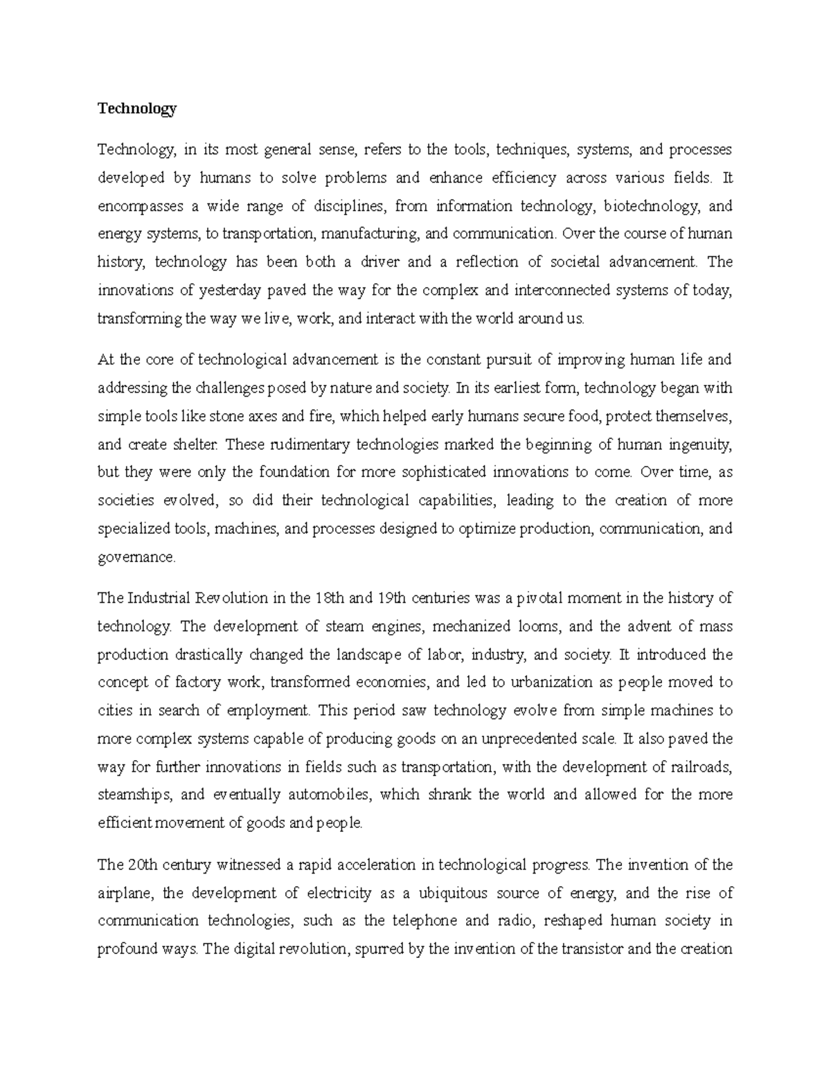 Technological Advancements: A Study on Progress & Challenges - Studocu