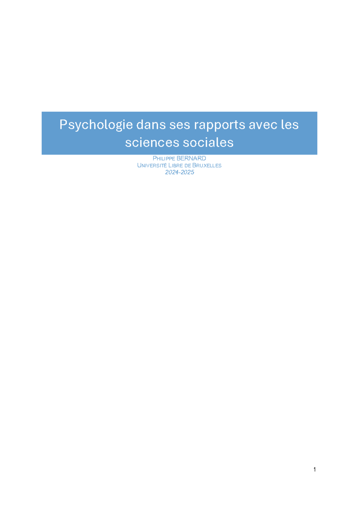 Synthèse de la Psychologie et ses Interactions avec les Sciences ...