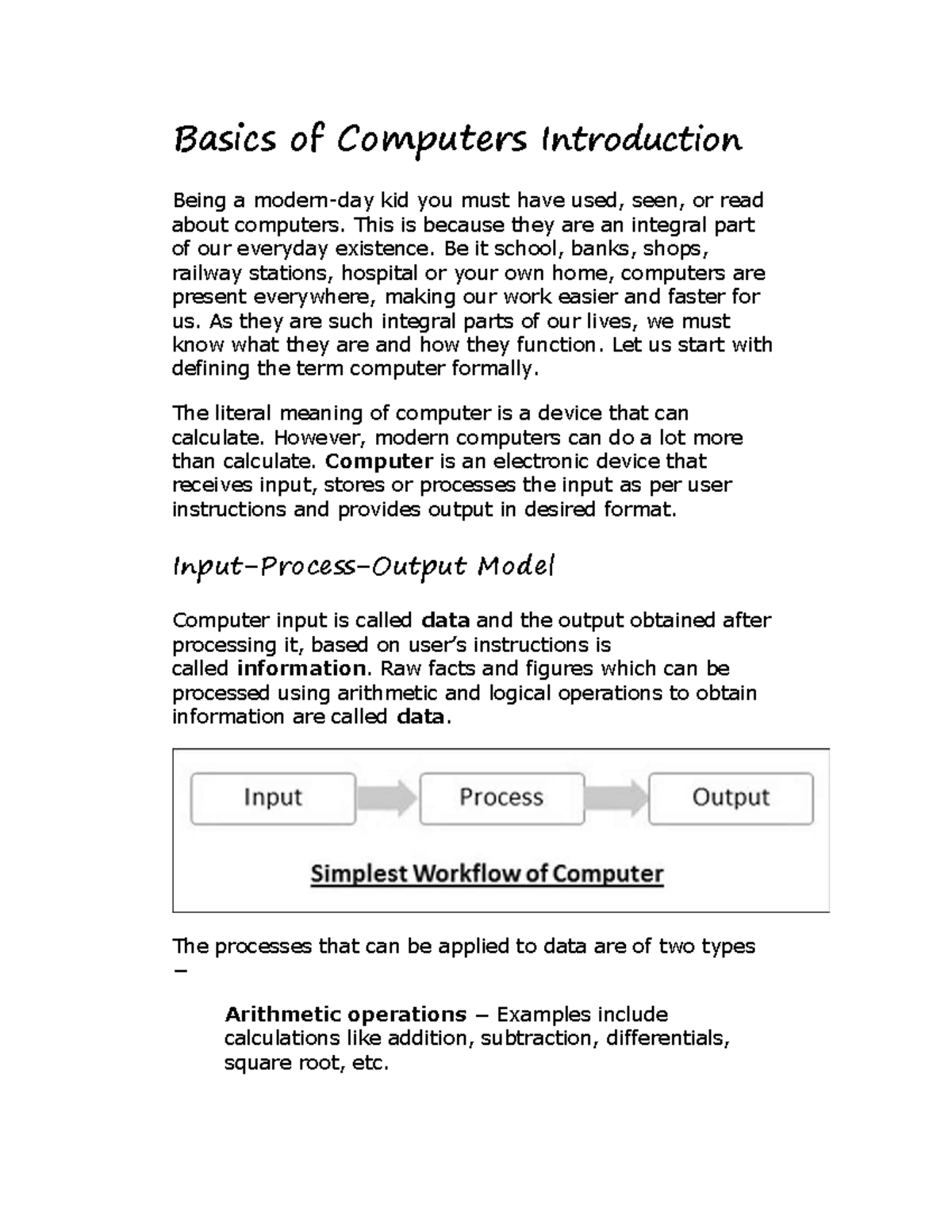 ITI-C2: Introduction to Computer Basics and Components - Studocu