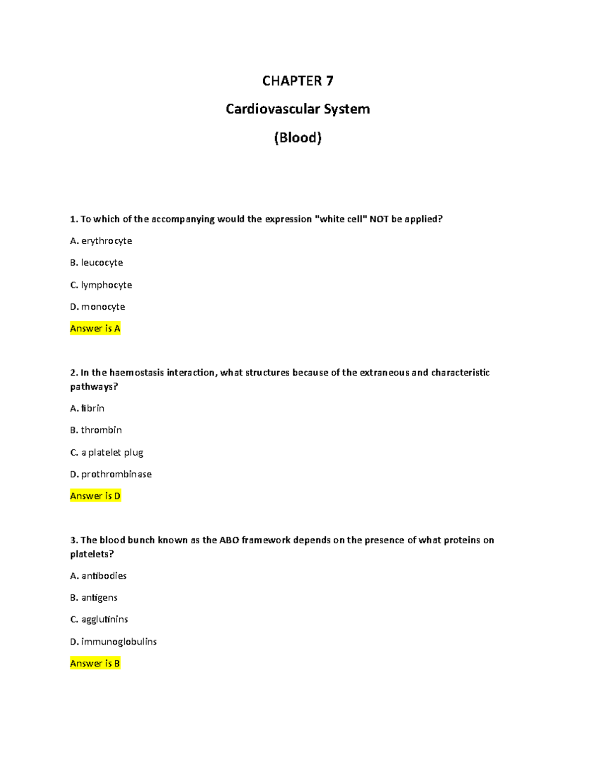 Chapter 7: Overview of the Cardiovascular System (Blood) Concepts - Studocu
