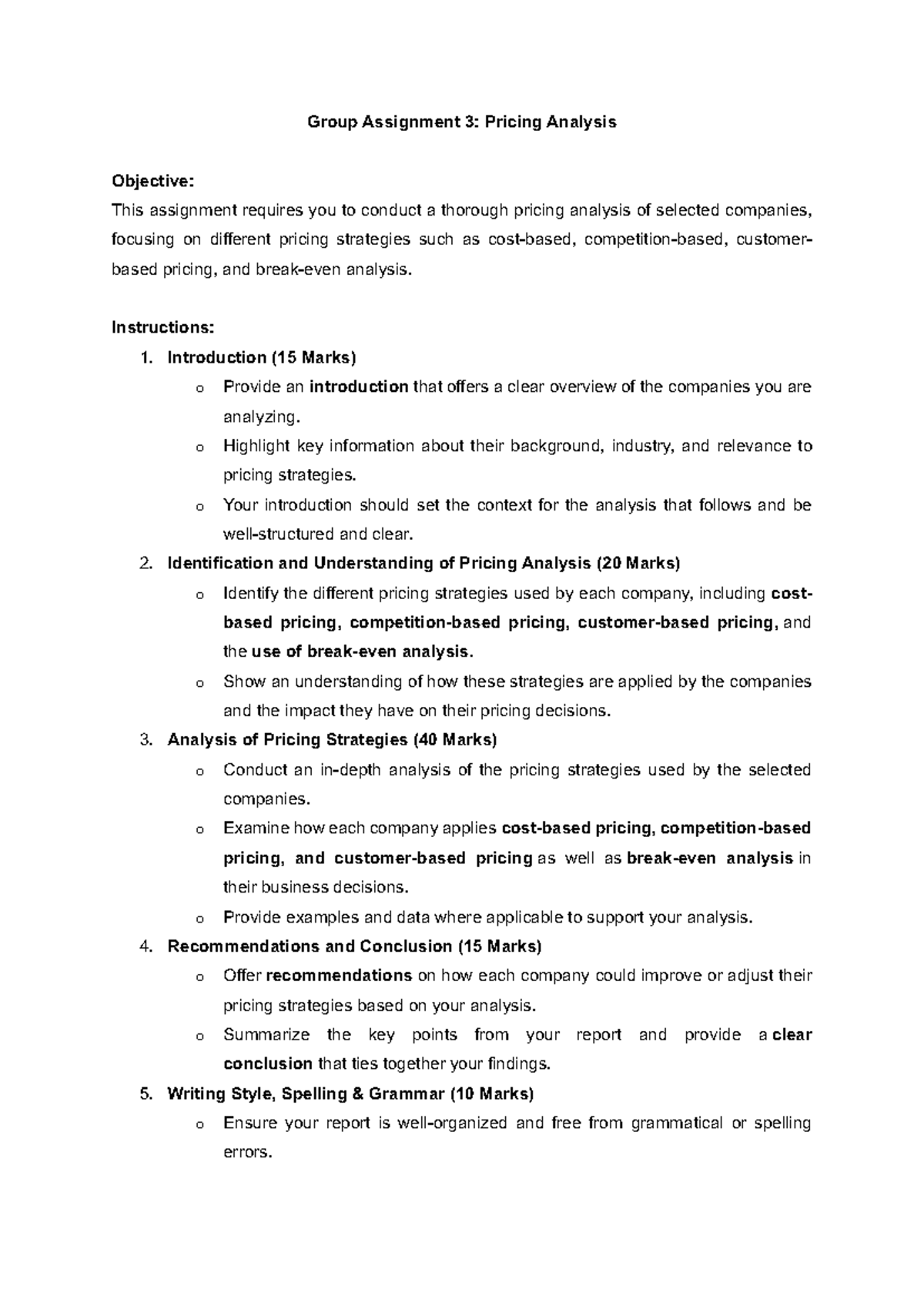 Group Assignment 3: Pricing Strategies Analysis and Recommendations ...