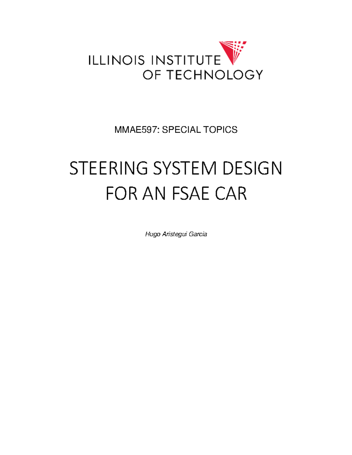 MMAE597: Steering System Design for FSAE Car - Detailed Analysis - Studocu