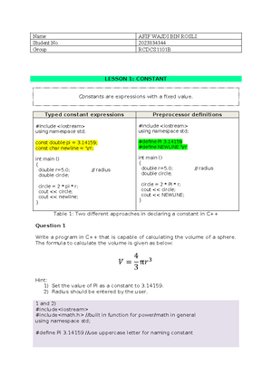 Exercise 4 Floating Point Representation - CSC159 Computer Organization ...