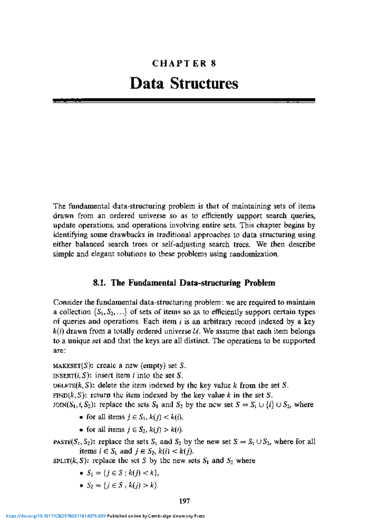 CHAPTER 8 Data Structures: Efficient Set Operations and Randomization ...