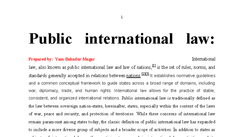 Public International Law Overview: Key Concepts and Developments - Studocu