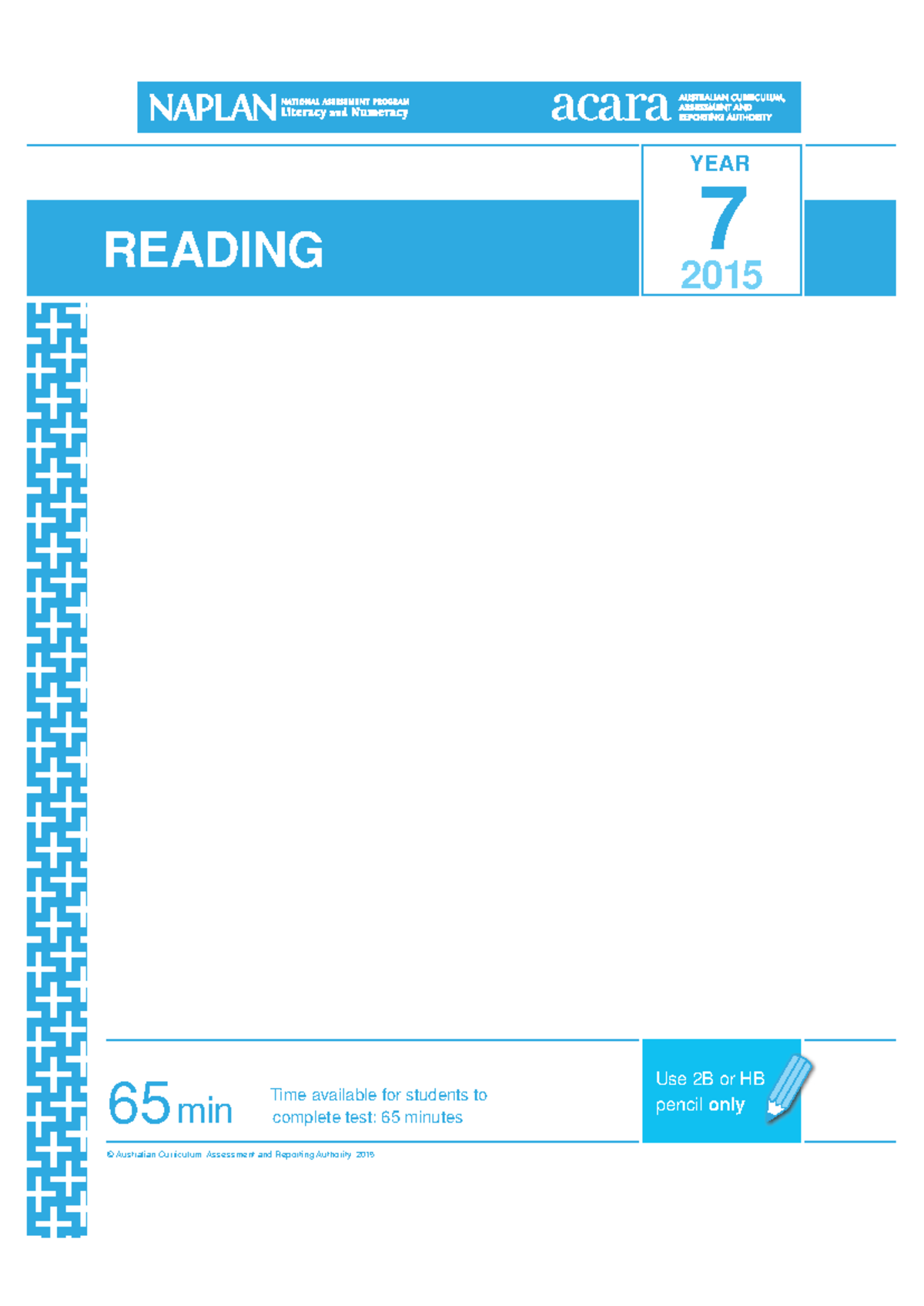 Eng - Reading - Multiple choice - 7 YEAR 2015 Use 2B or HB pencil only ...