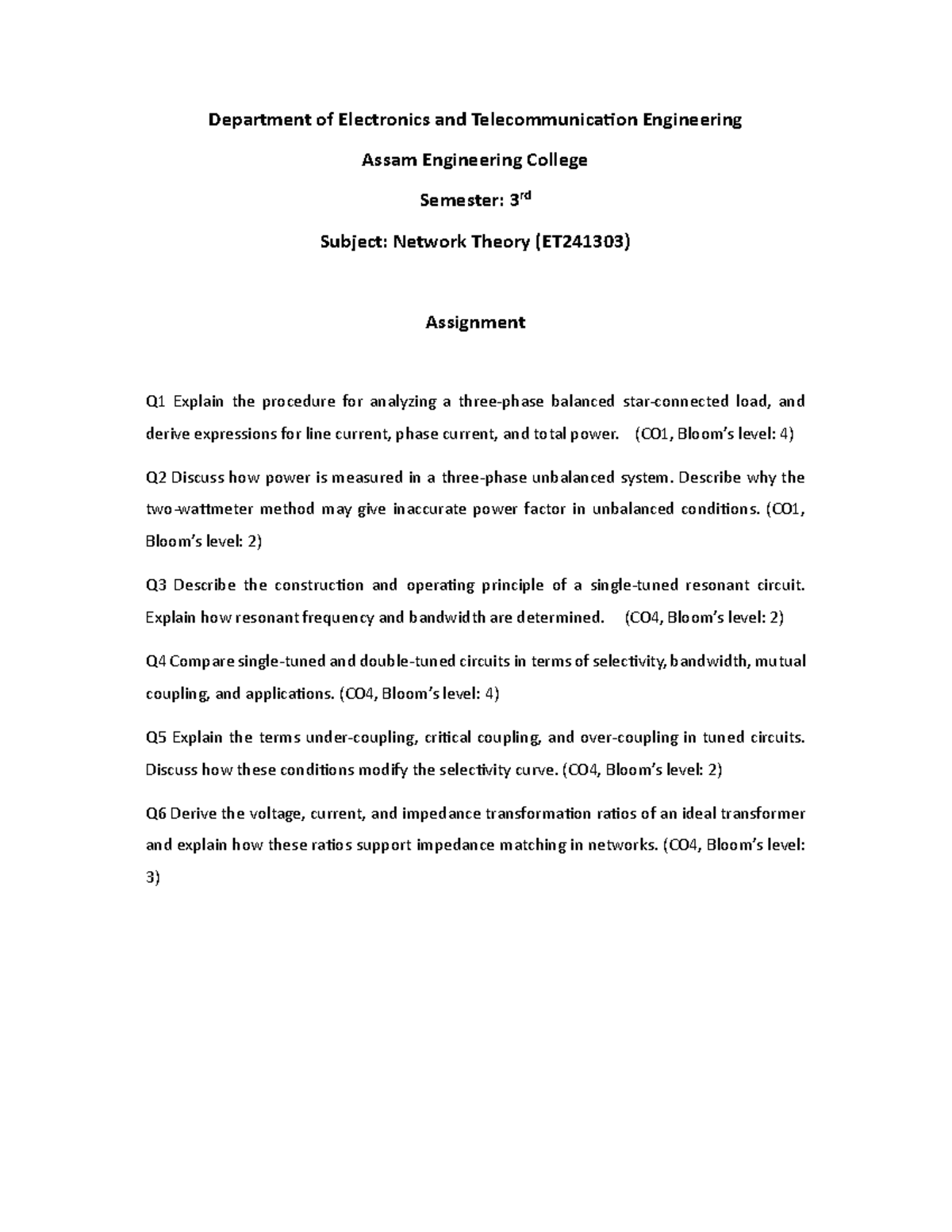NT Assignment 2025 - Network Theory Analysis and Concepts - Studocu