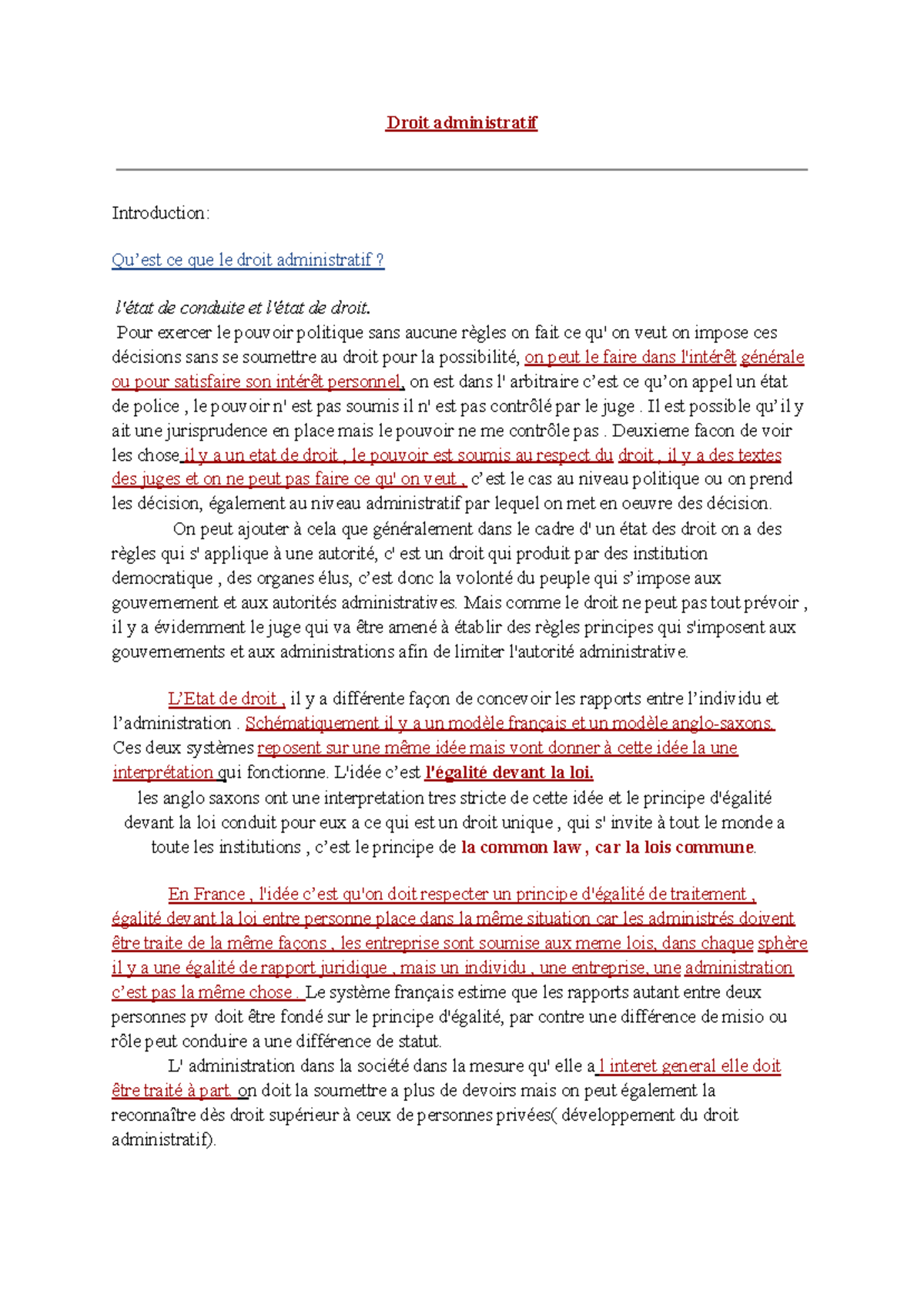 DA Introduction - Concepts Fondamentaux du Droit Administratif - Studocu