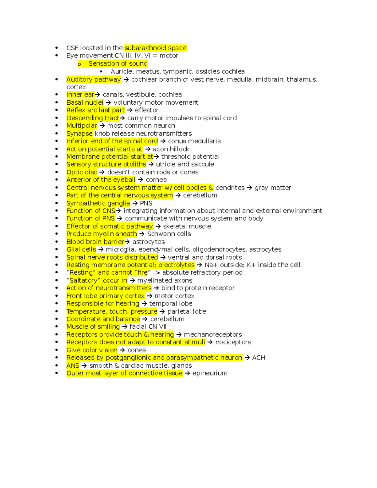 Bio Exam 2 Review - Key Concepts and Nervous System Overview - Studocu