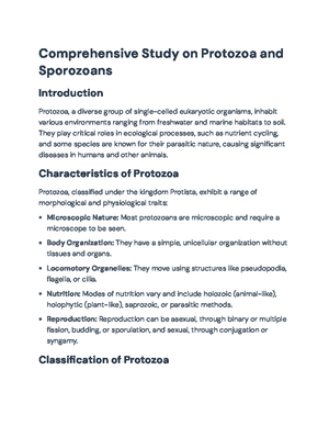 BIO 102 Final Exam Notes on Phylum Protozoa Classification and Traits ...
