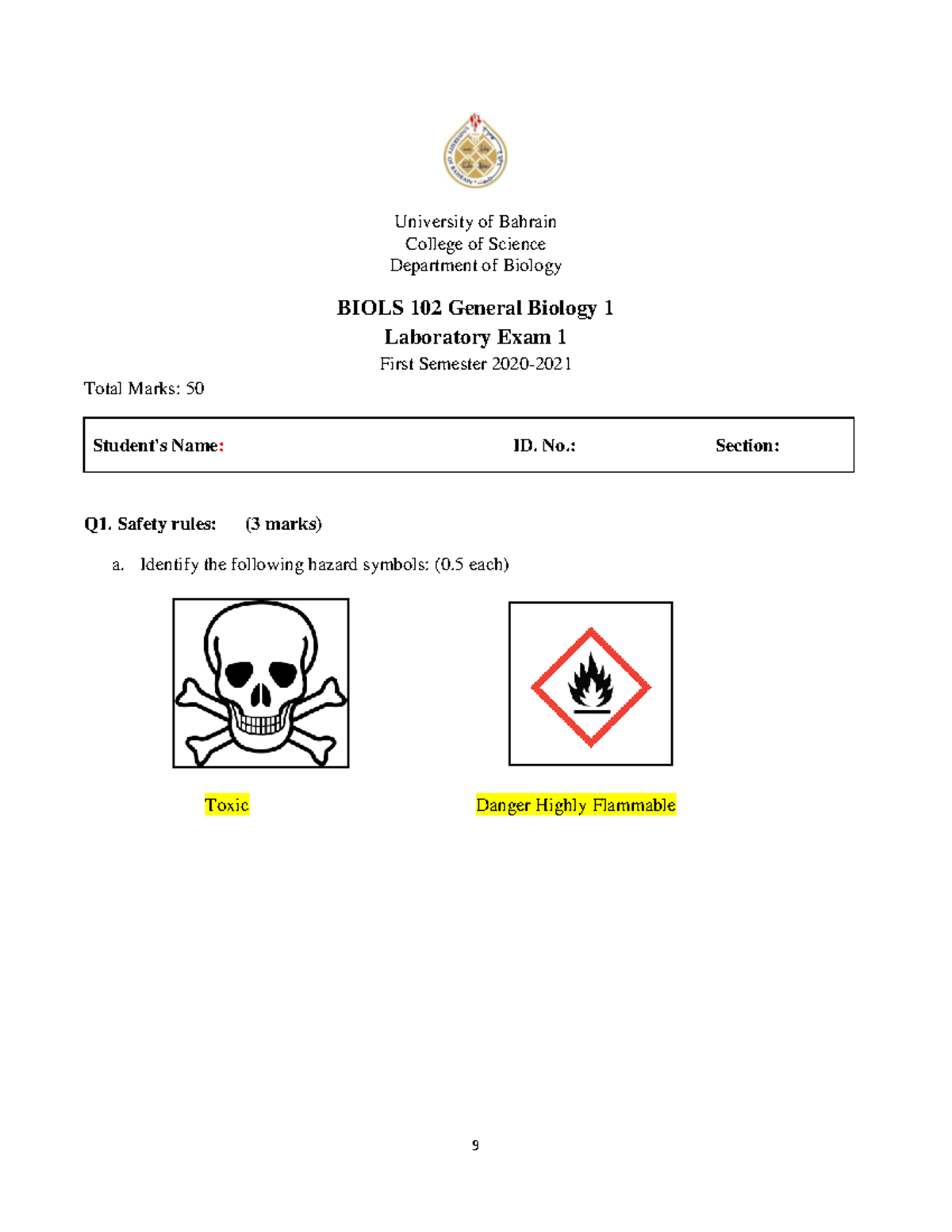 BIOLS 102 General Biology 1 Lab Exam 1 - First Semester Guide - Studocu