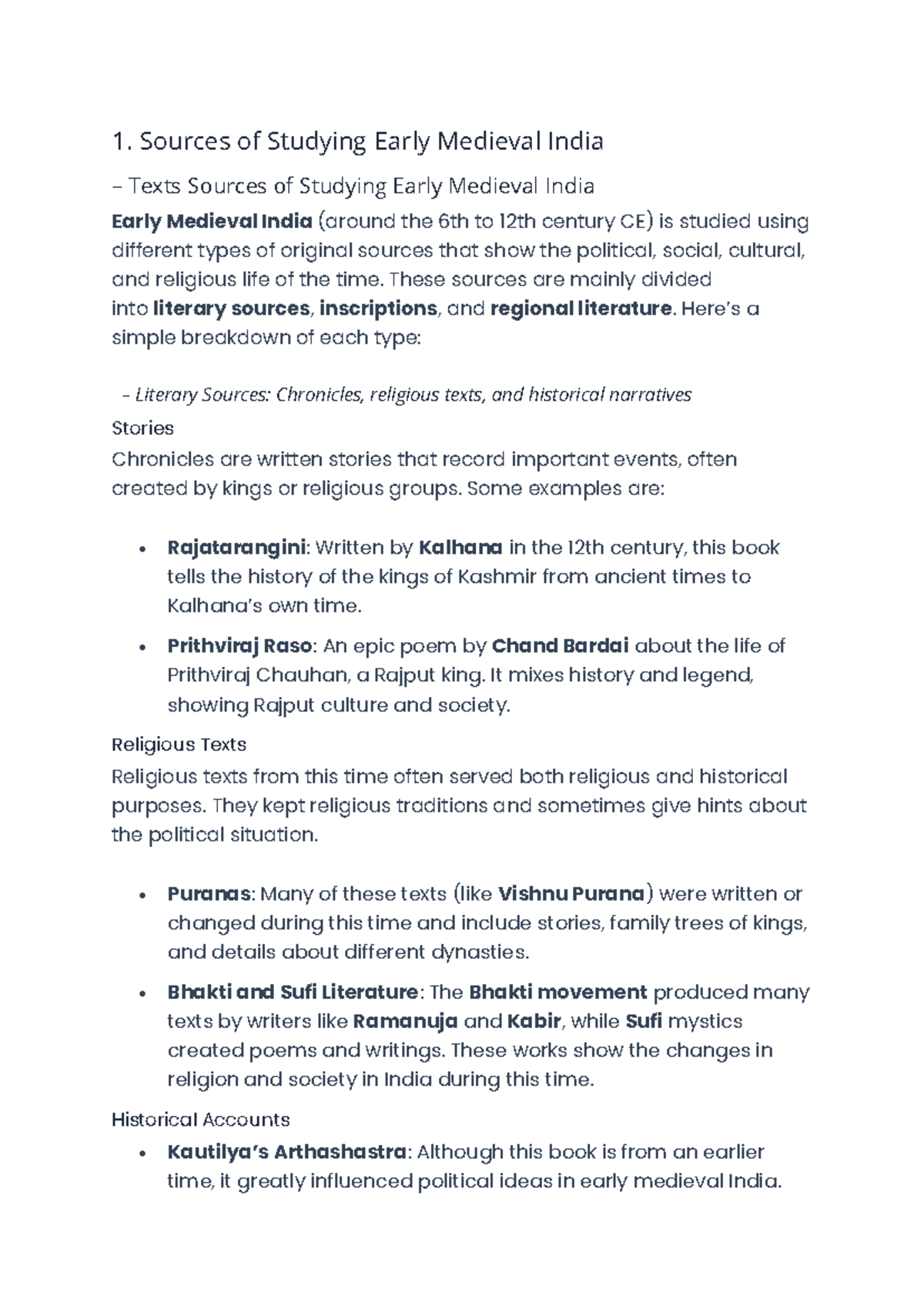 Sources and Perspectives on Early Medieval India (HIST 101) - Studocu