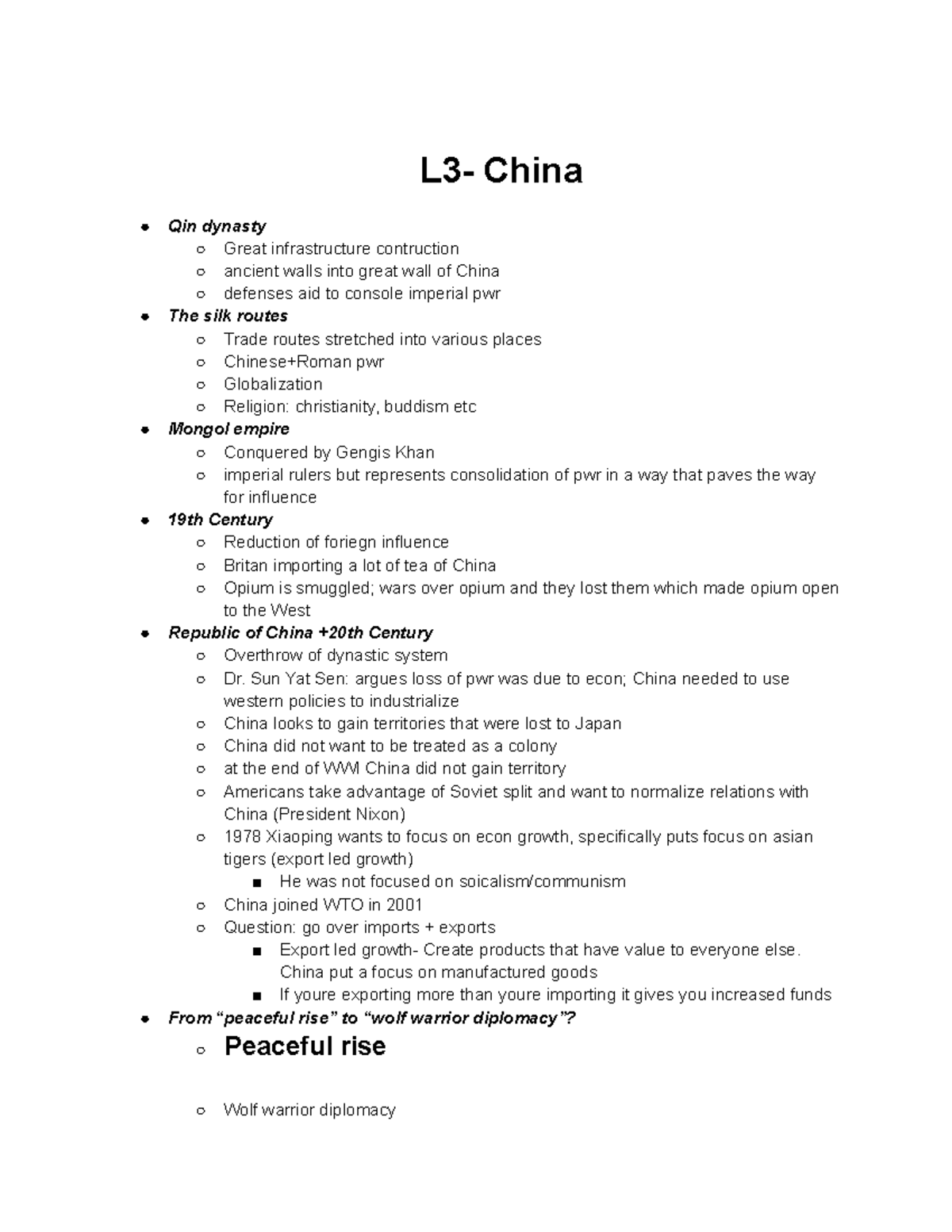 Psci 150 Lecture 3: China's Historical Power Dynamics and ...