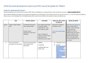 Personal Development Planning (PDP) Record for TMA04: Goals ...