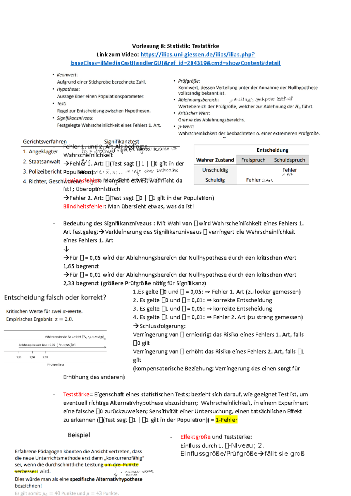 8. Teststärke - Von Prof Lubbe - Vorlesung 8: Statistik: Teststärke ...