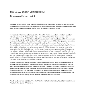 ENGL1102 - Unit 1 Discussion Forum on Effective Writing